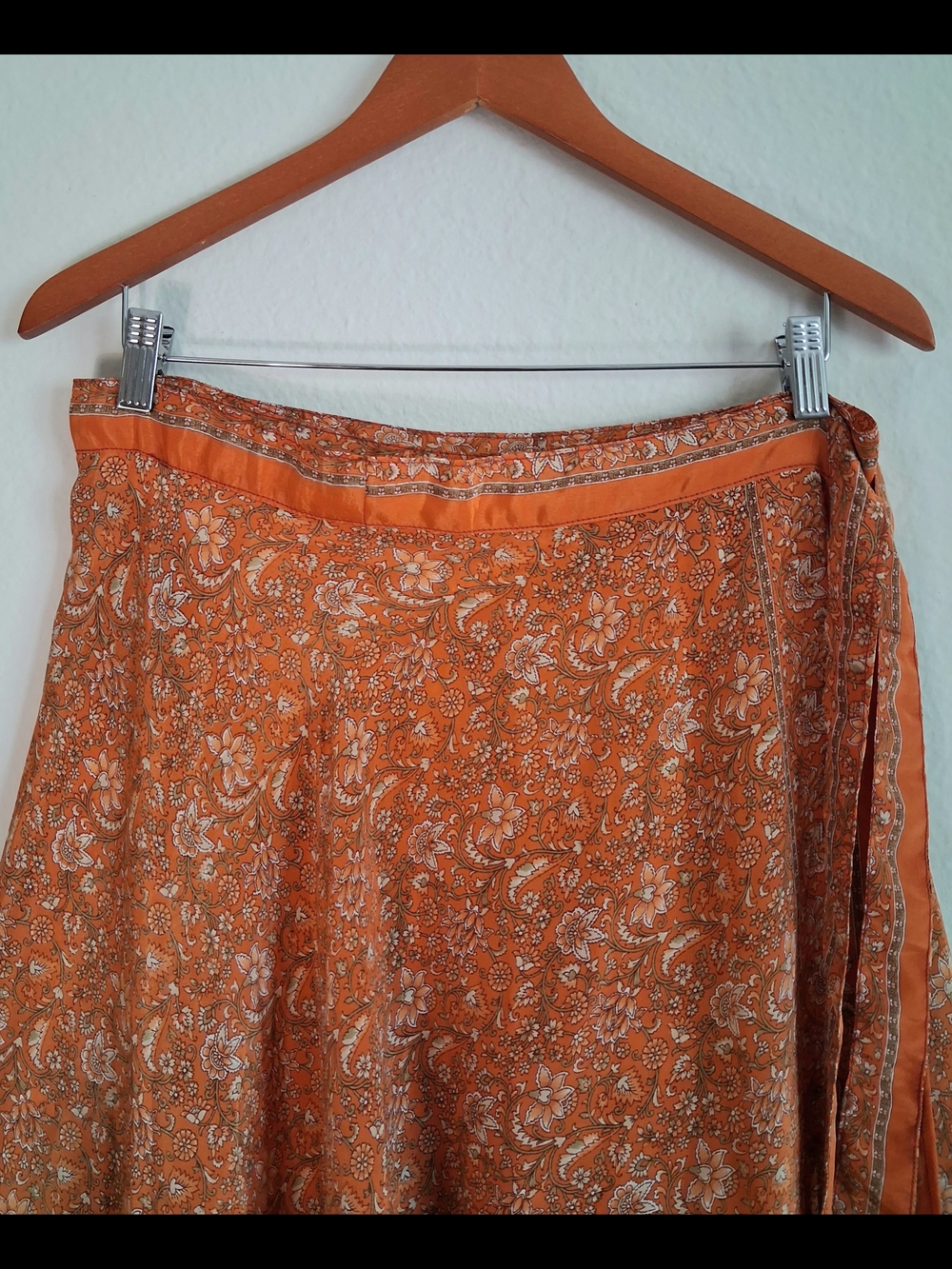 Vintage Women's Kariza Orange Paisley Layered Wrap Skirt - Picture 6 of 12